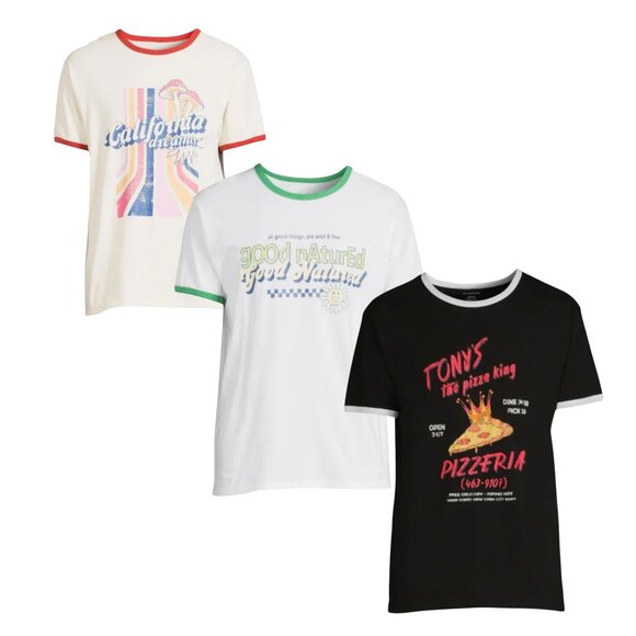 Bundle of Three Retro Styled Ringer Tees - Picture 1 of 8